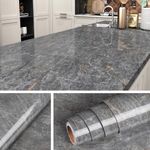 Livelynine 60CMx5M Dark Gray Marble Contact Paper Self Adhesive Countertop Peel and Stick Countertops Waterproof Kitchen Wallpaper Peel and Stick Table Top Desk Cover Counter Top Stick Paper