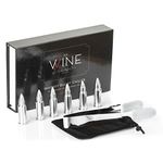 Whiskey Stones Bullets Set of 6, By The Wine Savant - Stainless Steel Bullet Shaped Ice Cubes, Gift Box Come, Tongs and Storage Bag (Stainless Steel Bullets)