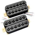 Artec HIVB Invader Style Uncovered Adjustable Hexagonal Poles Ceramic Humbucker Electric Guitar Neck Bridge Pickups Set, Black