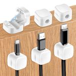 Jeffdad 6 Pcs Magnetic Cable Holder, Under Desk Cable Clips Management, Magnetic Cord Organizer, Hide Phone Charging Cable Keeper, Cord Holder for Home Office Desk Phone Car Wall(6 Pcs White)