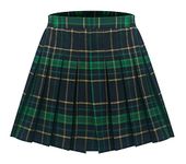 Children A Line Pleated Skirts Kids Girls Plaid Skirts Cute School Uniforms Skort Stretch Waist Mini Skirt for Toddler Green XXL