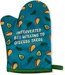 Crazy Dog T-Shirts Introverted But Willing to Discuss Tacos Funny Cinco De Mayo Graphic Kitchen Accessories (Oven Mitt)