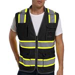 ArcRidge Reflective Safety Vest for Men and Women - Class 2 High Visibility Construction Vest - Dual Tone Reflective Strips, Black, Medium