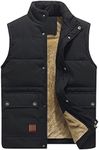 KEFITEVD Men's Winter Warm Fleece Body Warmer Spring Fishing Gilet Photography Camping Vest with 5 Pockets Black, L