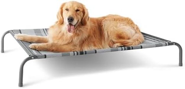 Bedsure Letto per cani rialzato, grande, impermeabile, rialzato, con rete, per viaggi e giardino, grigio, 124 x 80 x 20 cm