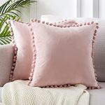 Top Finel Blush Pink 24x24 inches Decorative Pillow Covers for Bed Couch Sofa, Soft Velvet Throw Pillow Covers Set of 2, Cute Square Cushion Covers for Spring Aesthetic Home Decor