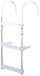 DotLine Boat Aluminum 3 Step Ladder 11" Hooks Center to Center for Gunwales 10" or Less