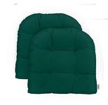 RSH Décor Indoor ~ Outdoor Sunbrella Tufted Wicker - Set of 2 ~ U-Shaped Chair Cushions ~ Choose Color (Canvas Forest Green)
