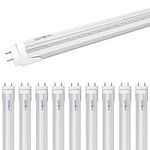 LUMINOSUM T8 T10 T12 LED Tube Lights 4ft 48" 20W (40W Equivalent) 4000K, G13 Base, Dual-Ended Powered Clear Cover, ETL Listed Fluorescent Light Replacement, 10-Pack