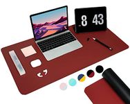 KELIFANG Desk Pad, Large Office Mouse Mat 31.5'' x 15.7'', Waterproof PU Leather Mouse Pad, Dual Side Desk Blotter Protector, Non-Slip Laptop Desk Writing Mat for Office Home Game (Black and Red)