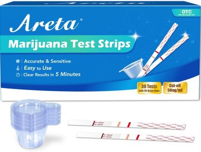 Areta Highly Sensitive Marijuana Test Strips - Quick Detect THC, Marijuana/Weed in Urine at 50ng/mL, Individually Wrapped 30 Packs, Instant Home Drug Testing Kit # ASTH-114C