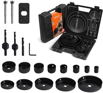 KENDO Hole Saw Set, 23PCS Hole Saw Kit with 3/4" to 6" (19mm-152mm) Saw Blades, Mandrels, Drill Bits, Installation Plate, Hex Key, Ideal for Soft Wood, Plastic, PVC Board, Drywall with Storage Case