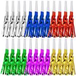 24Pcs Colorful Noise Makers,Glitter Metallic Fringed Noise Maker,Party Horns Party Blowers,Musical Blowouts Whistle for Kids Adults, Birthday Party Sports,Graduation Party Favor Supplies