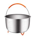 The Original Sturdy Steamer Basket for 8 Quart Instant Pot Pressure Cooker, 18/8 Stainless Steel Steamer Insert with Silicone Covered Handle, Great Accessory for Steaming Vegetables Fruits Eggs