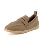 CUSHIONAIRE Women's Jupiter Knit Loafer with +Memory Foam and Wide Widths Available, Taupe, 6