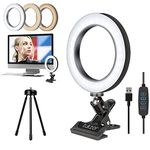 Tukzer 8-Inch LED USB Selfie Ring Light with Clamp Mount, 3 Light Modes & 10 Level Brightness, for Laptop/PC/Monitor/Desk/Bed/Office/Video Conferencing/Live Streaming/Makeup/Webcam/Classes