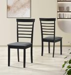 Hallowood Furniture Ledbury Dining Chairs Set of 2 in Black Finish, Solid Wooden Dining Chair with Fabric Pads, Modern & Stylish Kitchen Chairs for Dining Room