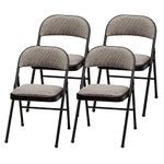 MECO 037.25.3S4 Sudden Comfort Deluxe Indoor/Outdoor Steel Metal Fabric Padded Folding Fold Up Party Card Chair, Cinnabar Black Frame and Motif Seat (4 Pack)