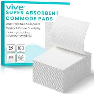 Vive Commode Absorbent Pads (100 Pack) - Disposable Pads for Toilet, Bedpan and Commode Liners - Seniors Urine Absorber for Portable Toilet - Super Absorbent for Incontinence - Turns Liquid Into Gel