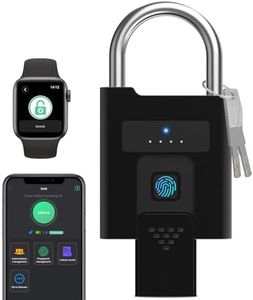 Outdoor Keyed Padlock eLinkSmart 100 Fingerprints Padlock Waterproof Shockproof 1000 App User 2 Year standy Keyed Alike Disc Lock Heavy Duty Gates Fence Truck