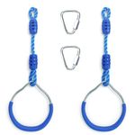 Backyard Jungle Gym Ninja Rings, Play Sets Playground Training Equipment Gymnastic Rings Fitness Fist - Swing Monkey Bars Ring, American Ninja Warrior Obstacle Course Accessories Climb Rings (2 Blue)