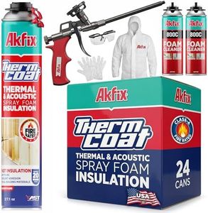 Akfix Thermcoat Fire Rated Spray Foam Insulation Kit 480 sq ft (24x27.1 oz.) - (R-Value 11.32/2 in) Closed Cell Expanding Wide Sealant Thermal Insulation for Walls and Attic - Gun & Cleaner Included