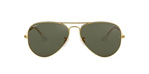 Ray-Ban RB3025 Classic Aviator Sunglasses, Gold/Green Polarized, 62 mm