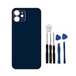 Replacement Rear Housing Battery Back Door Cover for iPhone 12 6.1 inch, Glass Panel Battery Case Cover, with Adhesive Preinstalled Repair Part Outer Casing (12 Blue Back)