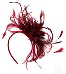 Caprilite Burgundy Fascinator on Headband Dark Wine Red Hair Wedding Ascot Races Ladies