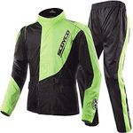 Scoyco Motorcycle Rain Suit with Pant Men Reflective Motorbike Rain Over Suit Motocross Waterproof Gear Jacket Coat for Adult Cycling Riding