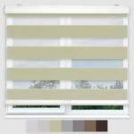 FOIRESOFT Standard Cordless Custom Blackout Zebra Roller Shades and Blinds for Windows [Bonita, Beige, W 24-81 x H 20-84 inch] Dual Layer Sheer Room Darkening Day and Night, 20 to 84 inch Height