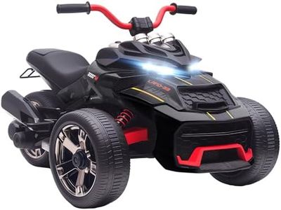 AIYAPLAY Kids Electric Ride On Car, 12V Ride On ATV Electric Vehicle Toy Car with MP3 Player, Horn, 2 Speeds, LED Lights, 3 Wheeler for Boys & Girls Ages 3-8, Black