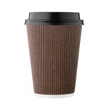 Harvest Pack GOURMET SHOWCASE [100 Count HAKOWARE 12 oz Disposable Coffee Cups, Insulated Ripple Double-Walled Paper Cup with Lid, Brown Geometric, Tea Hot Chocolate Drinks to go