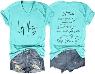 Let Them Misunderstand You T Shirts Womens Funny Letter Graphic Casual Short Sleeve Tops (1PC Printed Front and Back)