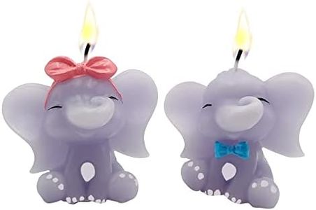 2 PCS Cute Elephant Aesthetic Candles, Trendy Pair Elephants Candle, Handmade Adorable Cute Elephant Baby Shower Cake Topper Candle for Couples Birthday Anniversary Home Party Decor