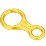 Tbest Climbing 8 Ring Terminal 8 Descender, 35KN Heavy Duty Climb Aluminum Figure 8 Descender Rigging Plate, Outdoor Rappel Rock Climbing Rescue Gear Downhill Ring Equipment Belay Device(Gold)