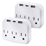 2 Pieces Cruise Essentials Cruise Power Strip Non Surge Protection White with USB Ports Travel Adapter Approved for Cruise Ship