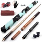 Kmise 3/4 Split Snooker Pool Cue, Handcraft, 4-Face Spliced Professional Snooker Pool Stick, 18 19 20oz Pool Sticks for Adults, with 2 Extension Cues (18oz)