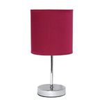 Simple Designs LT2007-WNE Chrome Mini Basic Fabric Shade Table Lamp, Wine