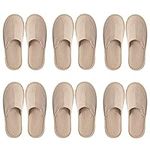 6 Pairs Spa Slippers, Non Slip Disposable Hotel Slippers, Warm Polar Fleece, Washable Reusable House Slippers Unisex, for Guests, Bathroom, Bedroom, Travel, Home, Indoor