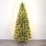 Holiday Stuff Most Realistic White Spruce Christmas Tree; 100% PE Material; Pre-lit with Dual Color LED Lights; Slim Shape (7ft)