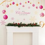 47.24 x 31.49 Inch Pink Christmas Wall Decals Pink Christmas Light Balls Snowflakes Wall Stickers Removable Christmas Wall Stickers Art Decor for Xmas Holiday Party Supplies Home Wall Decor