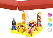 Skywin Umbrella Tray - Beach Umbrella Table Tray with Compartments for Cups and Snacks Great for Beaches, Gardens, Yards, Patios - Universal Pole Fit