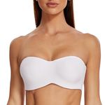 MELENECA Women's Strapless Bra for Large Bust Minimizer Unlined Bandeau with Underwire White 40B