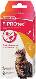 BEAPHAR – FIPROTEC 50 MG – Solution Spot-on pour Chats – À Base de Fipronil – Tue Les Puces et Les Tiques à l'application – Traitement Antiparasitaire pour Chat dès 8 Semaines – 1 Pipette de 0,50 ML