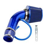 Universal Air Intake Filter Kit, 76mm 3" Car Cold Air Intake Filter Aluminium Induction Kit Pipe Hose Cone Air Intake Filter Kit for Car Automobile Racing