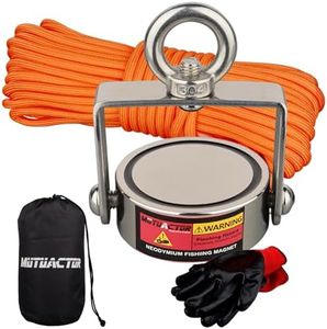 MUTUACTOR Swivel Magnet Fishing,Double Sides Heavy Duty Magnet Rotatable,Super Strong Neodymium Rare Earth Magnets with Anti-Slip Gloves,65Ft Durable Rope,Waterproof Bags for Recovery in River Lake