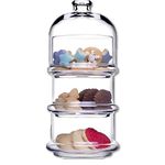 ums 3 -Tier Glass Stackable Jar - Clear Apothecary Jars with Lid - Storage Container and Organizer for Food, Candy, Biscuit, Cookie, Kitchen and Bathroom Organizer, Glass Pantry Jars