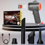 Pivalo 6-in-1 Vacuum Cleaner with Filter 4 Nozzles USB Rechargeable Handheld Hammer Seat Belt Cutter Power Suction Mini Car Air Blower for Dry Cleaning Traveling Home Office Use (1Pc, Black)