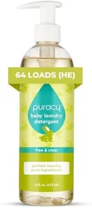 Puracy Liquid Baby Laundry Detergent - 1,4 Dioxane Free, Natural, Scent-Free Gentle Laundry Detergent Liquid Concentrate Laundry Pouch with Stain Fighting Enzymes, Free & Clear, 16oz
